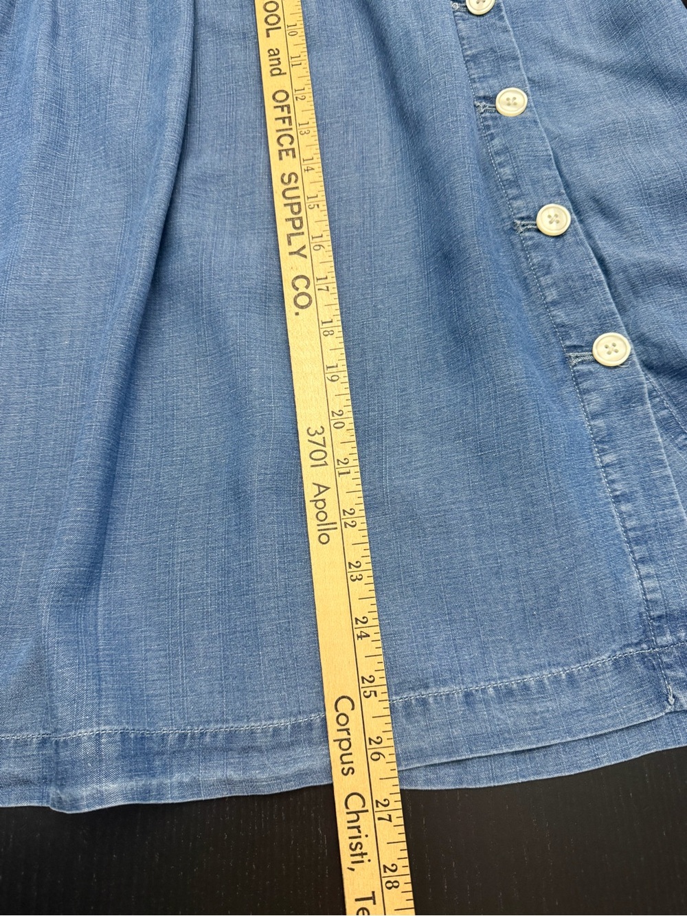LOFT Blue Button-Front Denim Midi Skirt - Picture 6 of 6